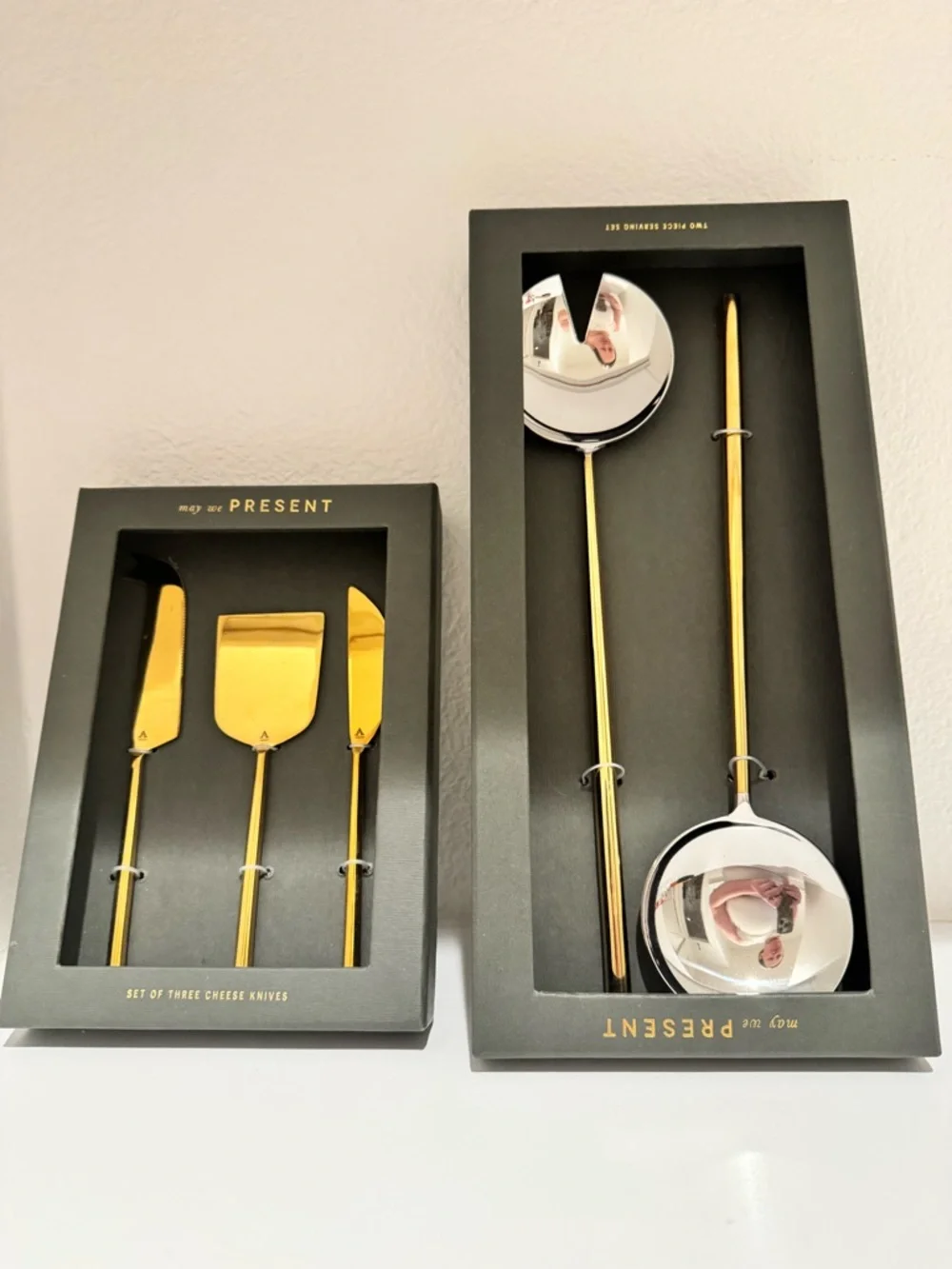 Anthropologie Gold and Silver Long-Handled Serving Spoons‎